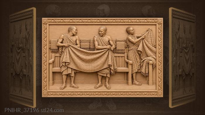 Friends folding a checked cloth together 3d STL model
