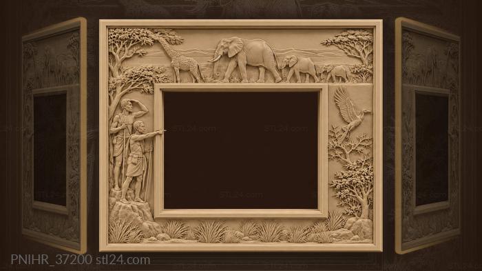 Giraffe elephant herders savanna scene 3d STL model