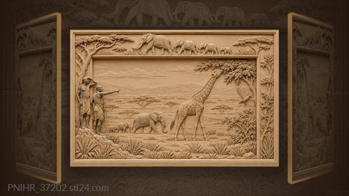 African savanna wildlife scene majestic 3d STL model