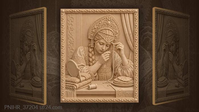 Pearl threading maiden quiet contemplation 3d STL model