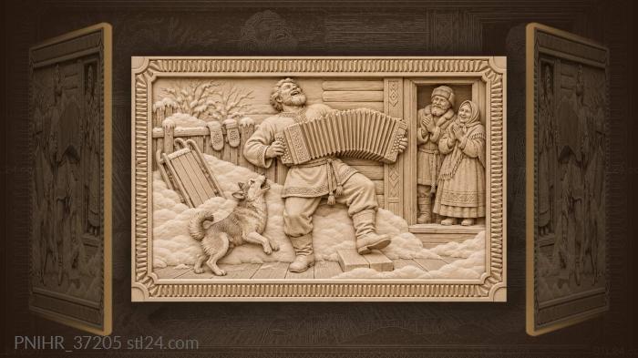 Accordion player winter fun scene 3d STL model