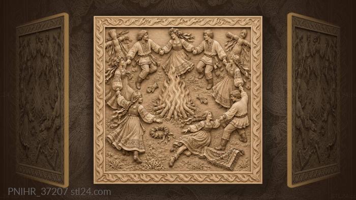 Village round dance joyful bonfire night 3d STL model
