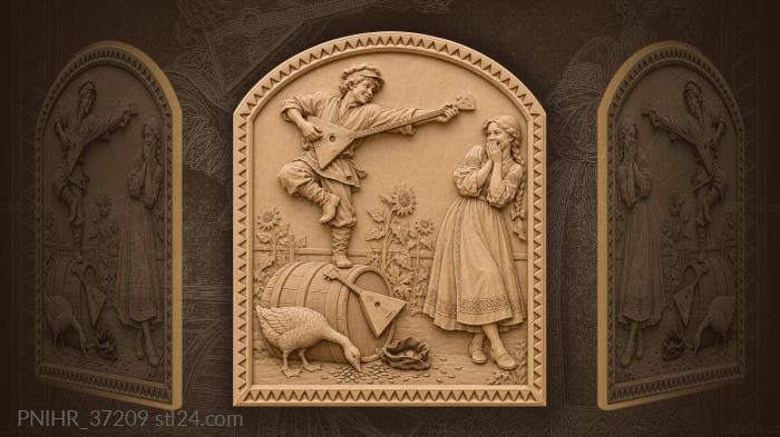 Balalaika player joyful country scene 3d STL model
