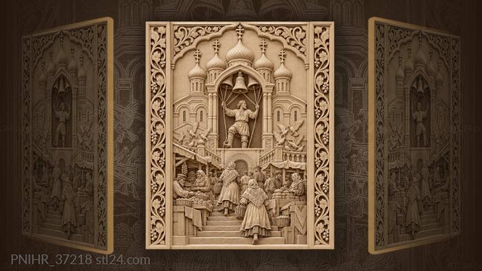 Belfry with market and onion domes 3d STL model