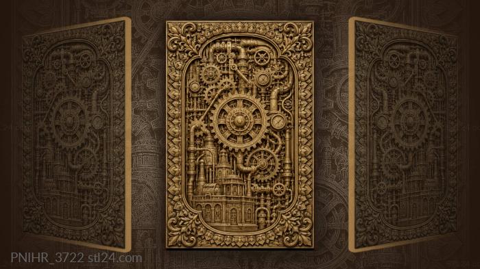 Lotus petals rise around working machinery 3d STL model