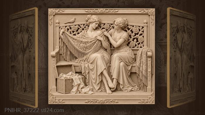 Friend pins roses at her collar 3d STL model