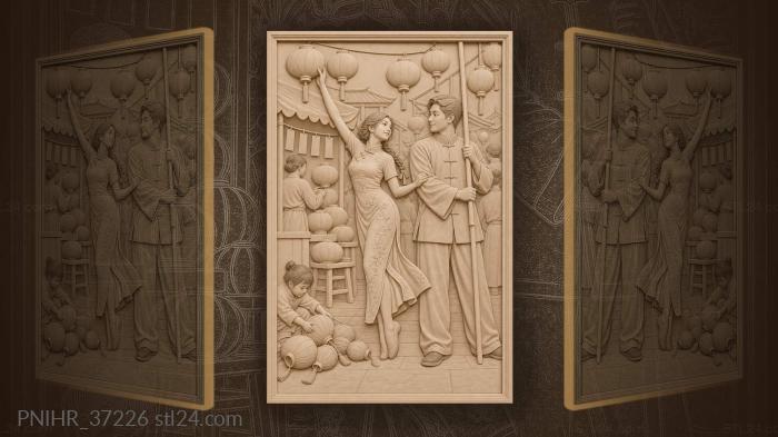 Companion steadies pole as girl reaches 3d STL model