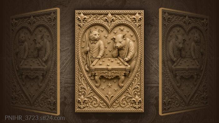 Waistcoated cat lines up a billiard shot 3d STL model