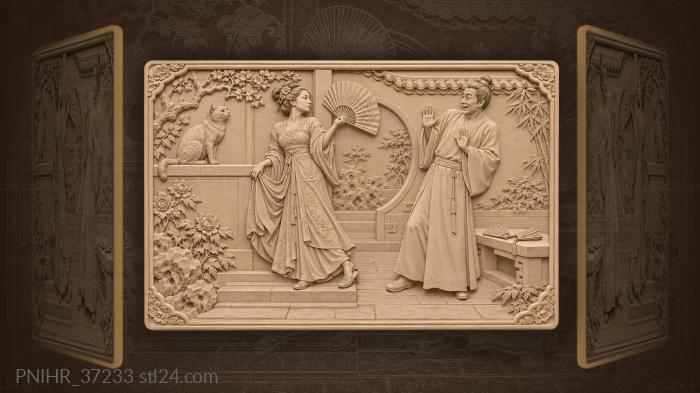 Snapping lady startles her laughing suitor 3d STL model