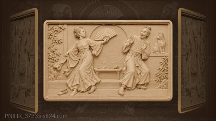 Teasing woman disarms a moonlit admirer 3d STL model