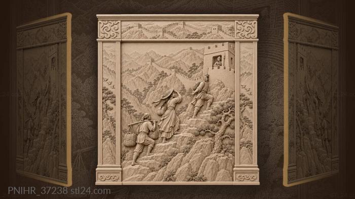 Great wall travellers and distant peaks 3d STL model