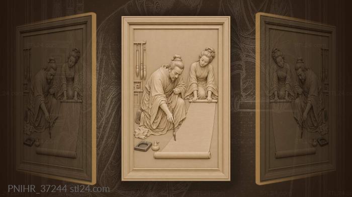 Scholar at work with his wife 3d STL model
