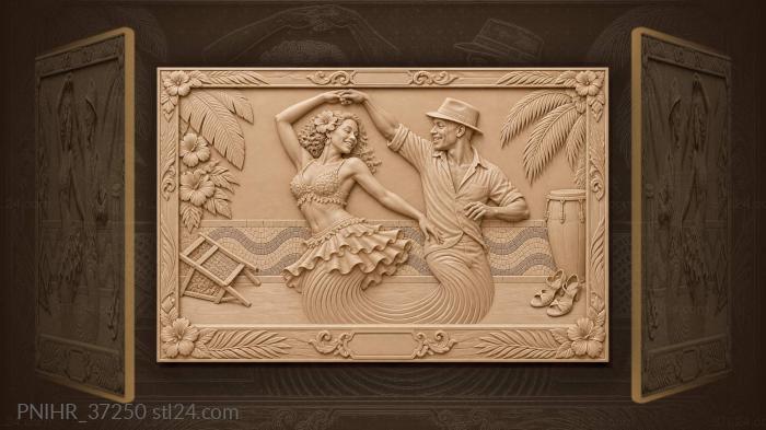 Barefoot dancers overturn a chair in samba 3d STL model