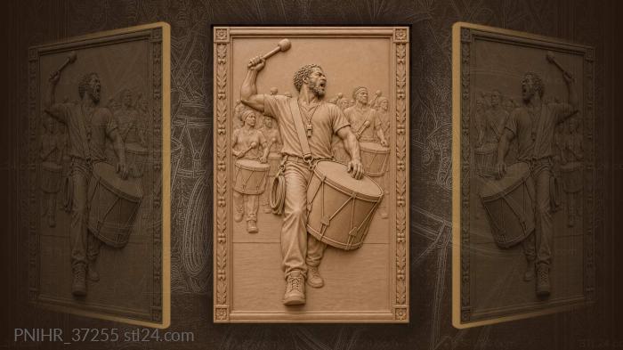 Drummer leading vibrant carnival procession 3d STL model