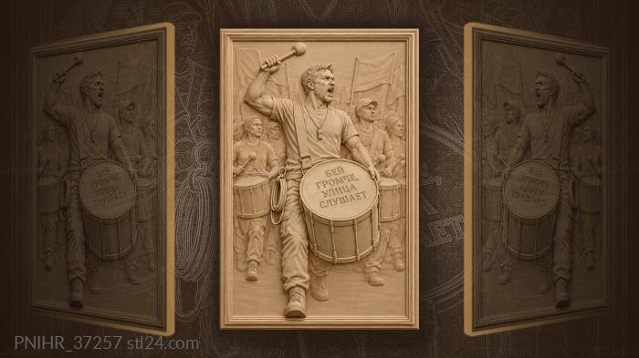 Drummer leading vibrant street band 3d STL model
