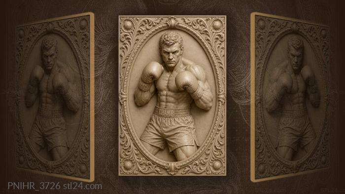 Boxer with gloves up ready to fight 3d STL model