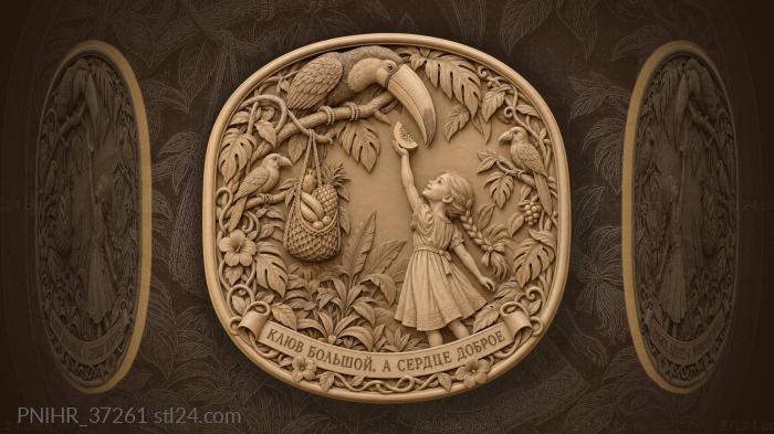 Braided girl raises a treat beneath vines 3d STL model