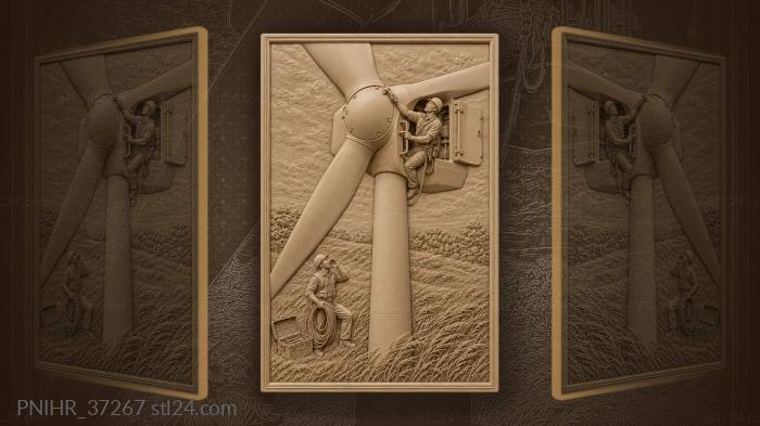 Wind turbine maintenance technician at work 3d STL model