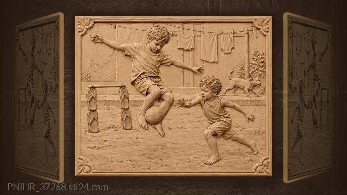 Football fun barefoot boys play 3d STL model