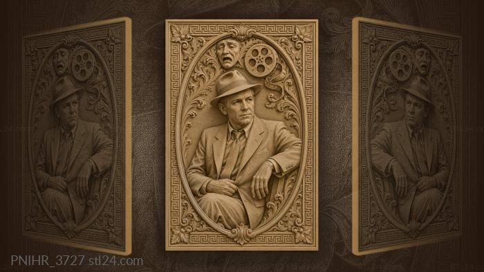 Theatre mask and film reel above 3d STL model