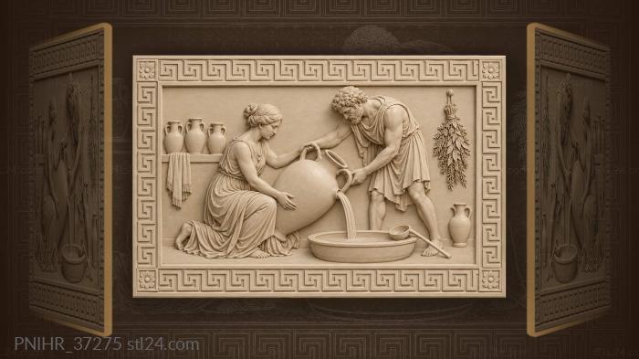 Ancient pouring wine amphora scene 3d STL model