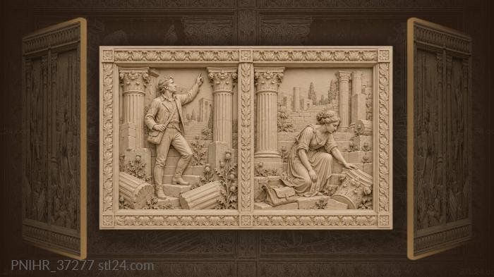 Youthful couple ancient ruins discovery 3d STL model