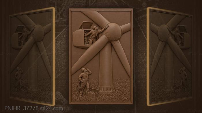 Technician leaning from wind turbine hatch 3d STL model