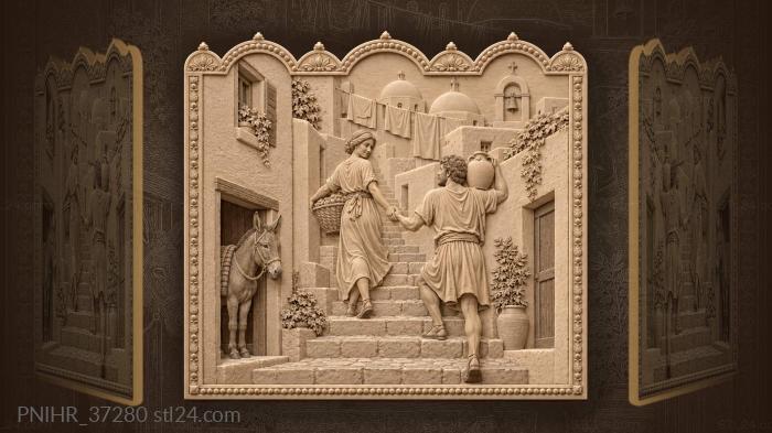 Couple climbing the steps toward the domes 3d STL model