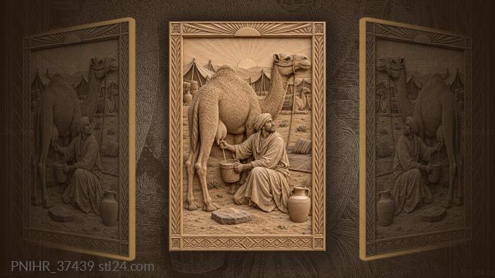 Desert dawn milking the camel 3d STL model
