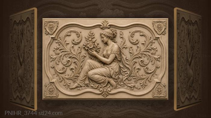 Flowers within undulating leafy swirls 3d STL model