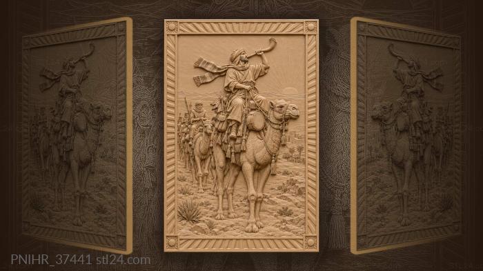 Desert caravan at golden sunrise 3d STL model