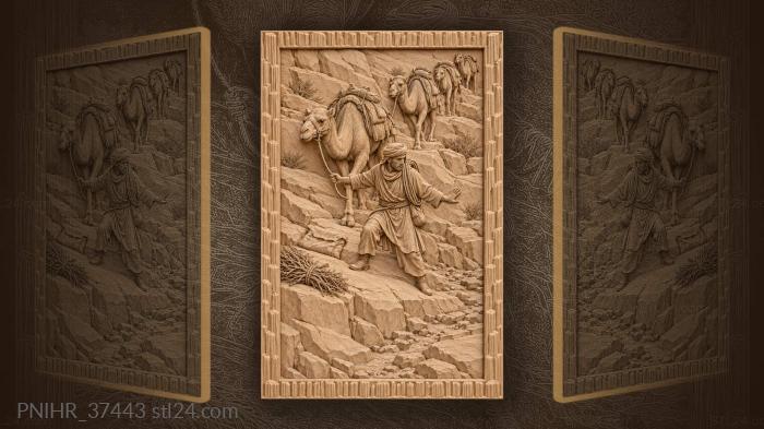 Camels led down dry stone falls 3d STL model