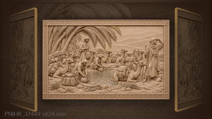 Desert caravan at oasis waterhole 3d STL model