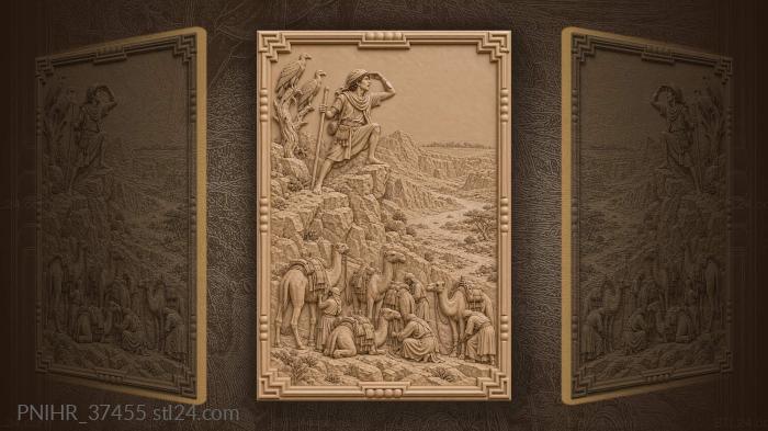 Scout with camels desert horizon 3d STL model