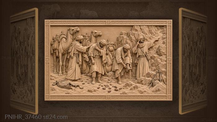 Travelers shake off sand beside outcrop 3d STL model