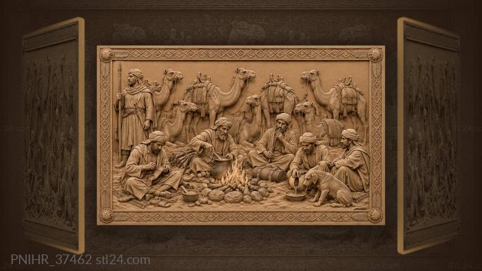 Desert camp evening with camels 3d STL model