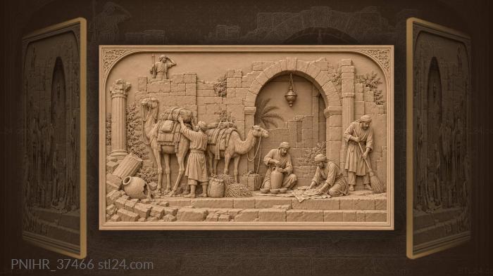 Desert rest stop travelers prepare food 3d STL model