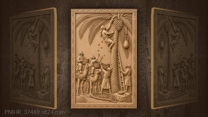 Date harvest under palm tree 3d STL model