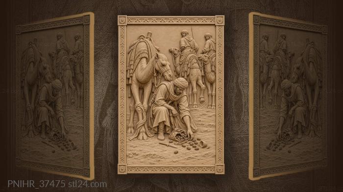 Desert traveler gathers fallen provisions 3d STL model