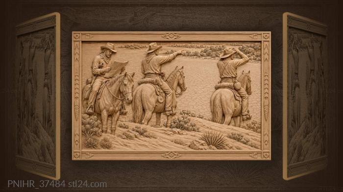 Three riders on dune above salt flat 3d STL model
