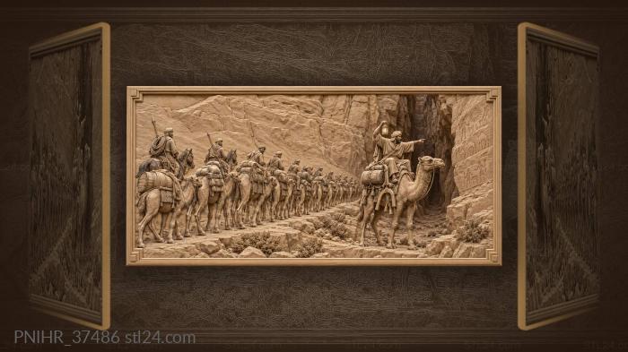 Lead rider raises lantern at canyon mouth 3d STL model