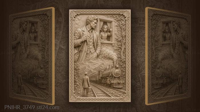 Girl waving from a window at the train 3d STL model