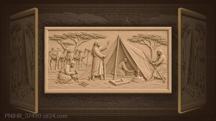 Desert camp at twilight riders camels 3d STL model