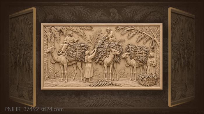 Camels loading palm fronds harvest 3d STL model
