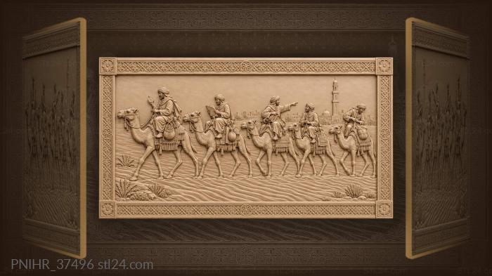 Five riders heading toward distant minaret 3d STL model