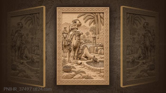 Desert caravan at lush oasis 3d STL model