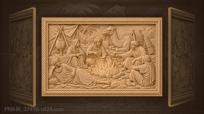 Desert camp with evening fire 3d STL model