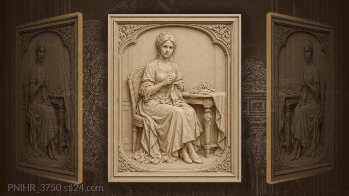 Quiet needlework at a small table 3d STL model