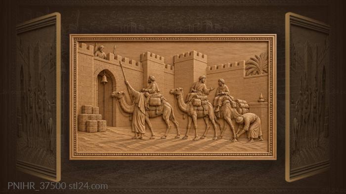Caravan approaching ancient desert fortress 3d STL model