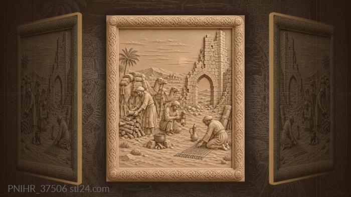 Caravan rest by ancient tower 3d STL model